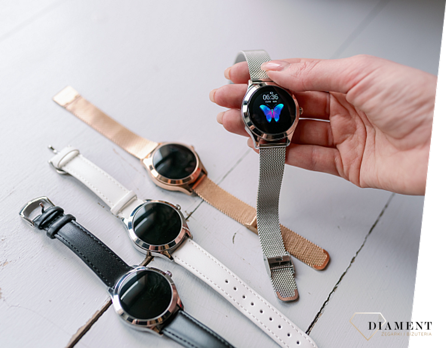 Zegarek Smartwatch damski Garett Naomi Srebrny, Stalowy na bransolecie (1).jpg